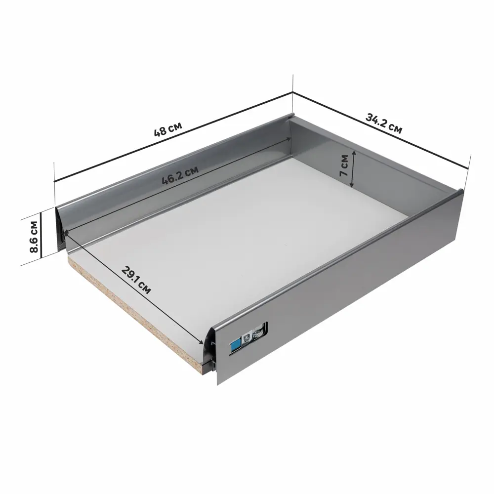 Ящик Delinia низкий с доводчиком 34.2x8.6х48 см, металл, цвет белый STLM-2128640 - Вид №1
