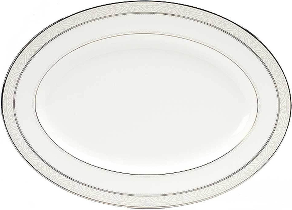 54831 Noritake Блюдо овальное Noritake "Монтвейл, платиновый кант" 31см Фарфор костяной 