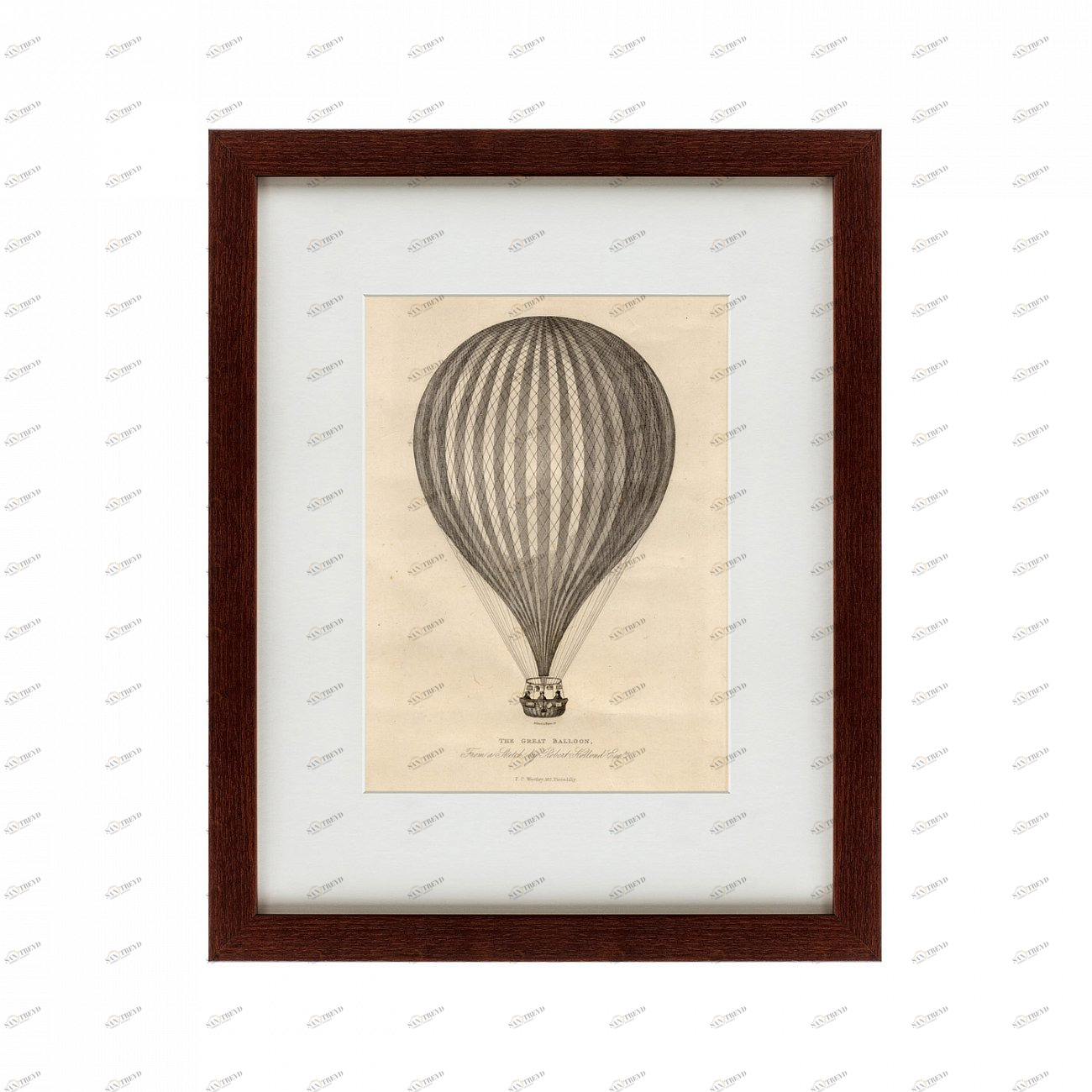 Литография на тонированной бумаге 42х52 см The Great Balloon, 1788 КАРТИНЫ В КВАРТИРУ  135622 Белый;коричневый;разноцветный 