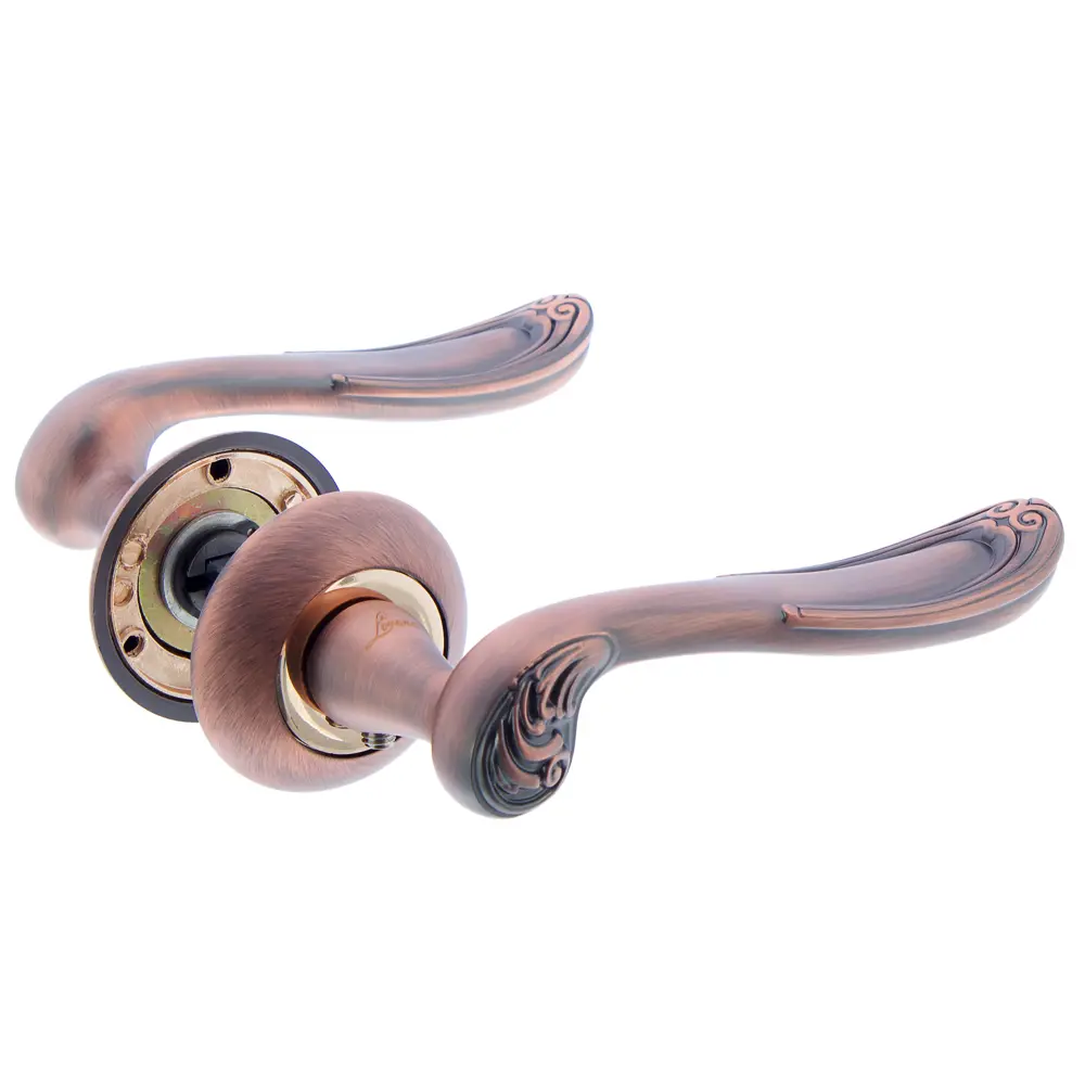 Ручки дверные на розетке Lorena 119, ЦАМ, цвет старая медь 15462152 STLM-2210702  - Вид №1