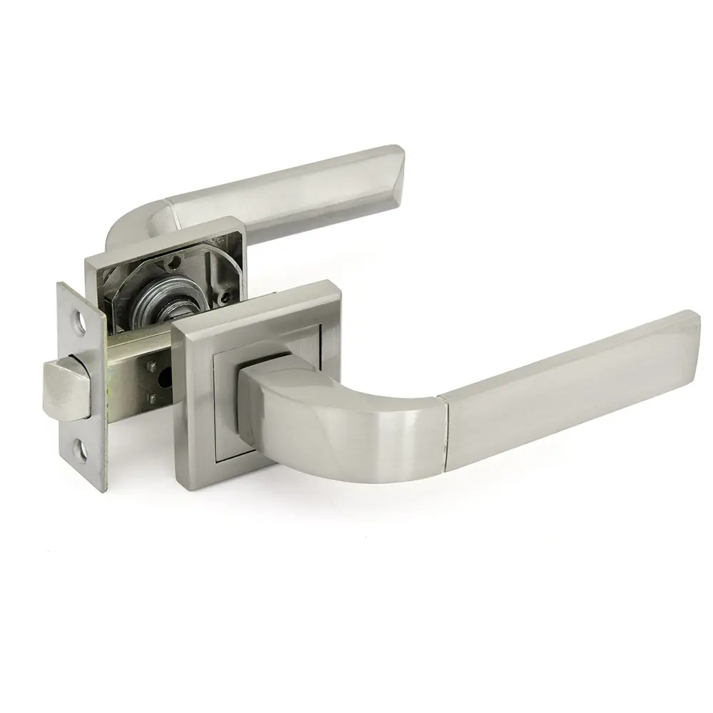 Комплект дверных ручек 22L 100 SN, без запирания, цвет матовый никель ФАБРИКА ЗАМКОВ STLM-2168402