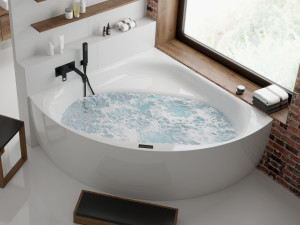 Акриловая угловая ванна с гидромассажем