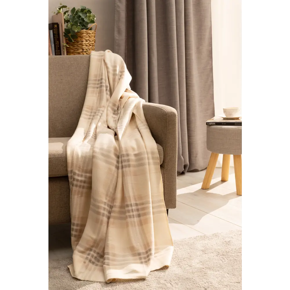 Плед «Basic» 130х170 см флис цвет бежевый Santreyd STLM-2026841 - Вид №4