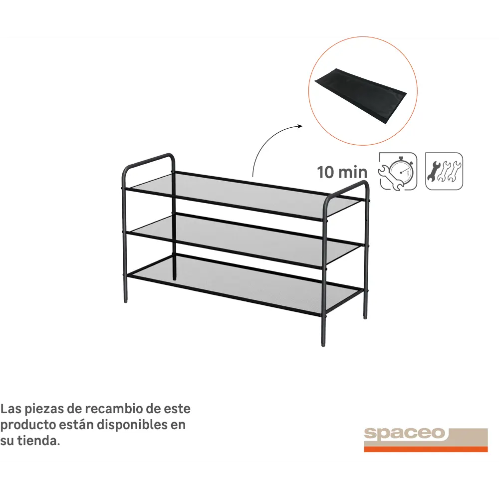 Подставка для обуви Spaceo 90x55x35 см металл/текстилен цвет графит STLM-2203140 - Вид №1