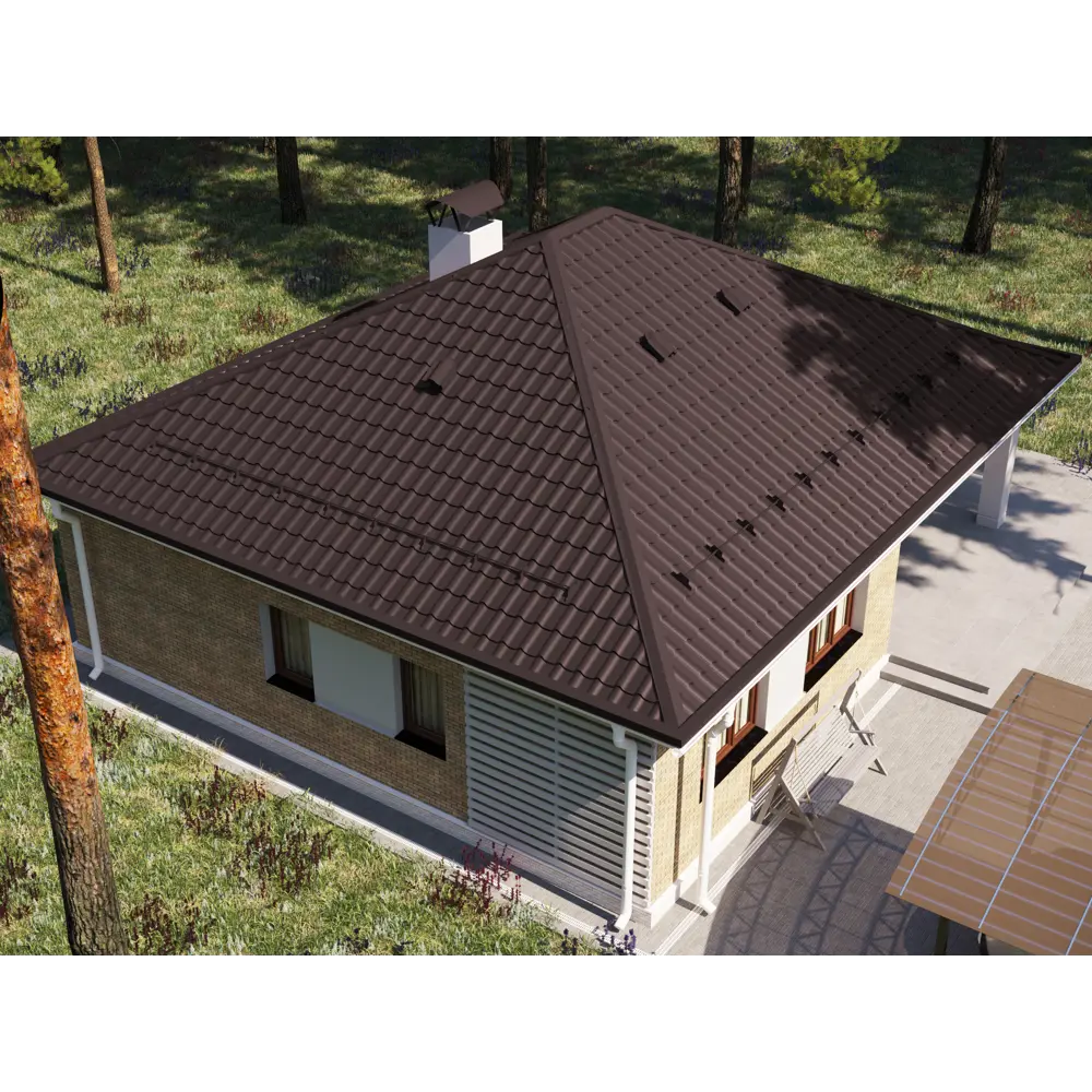 Металлочерепица 0.5 мм ГОСТ 500x1180 мм RAL 8017 шоколад Santreyd STLM-2065631 - Вид №4