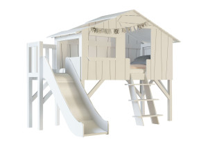 Кровать-чердак из МДФ с горкой и платформой