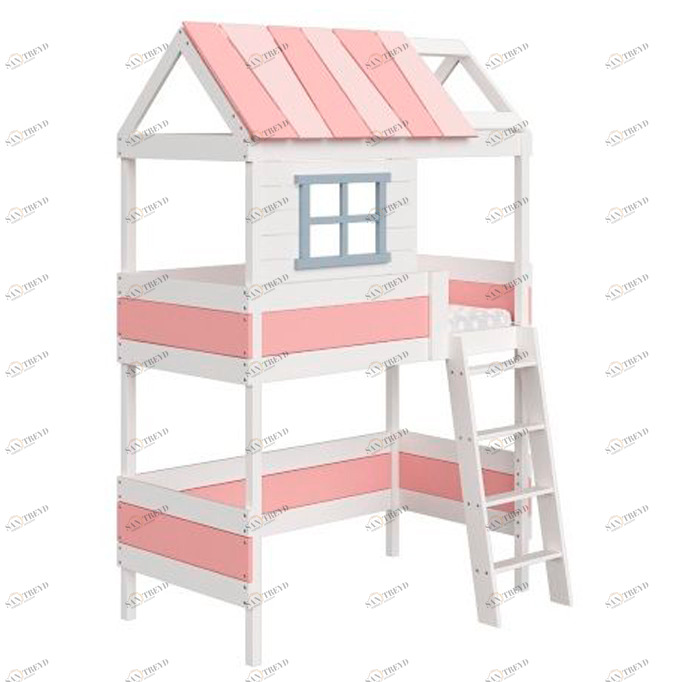 Кровать-чердак Home nord M 80х160 см белая, розовая ELLIPSE ELLIPSE HOME 351792 Белый;розовый Santreyd 