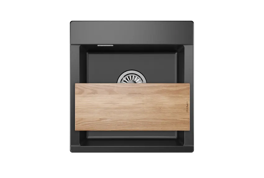ES-4701, ШВАРЦ (чёрный металлик), кухонная мойка, кварц ESTETICA GRANULA 4701-ST159 - Вид №3