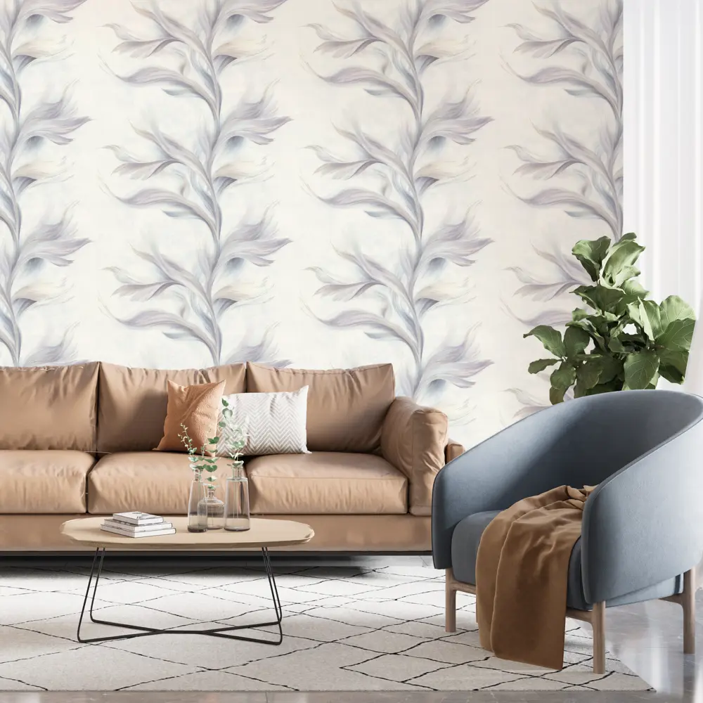 Флизелиновые обои Артекс Боттега серые с растительным рисунком 1.06 м 89409512 STLM-1576596 - Вид №5