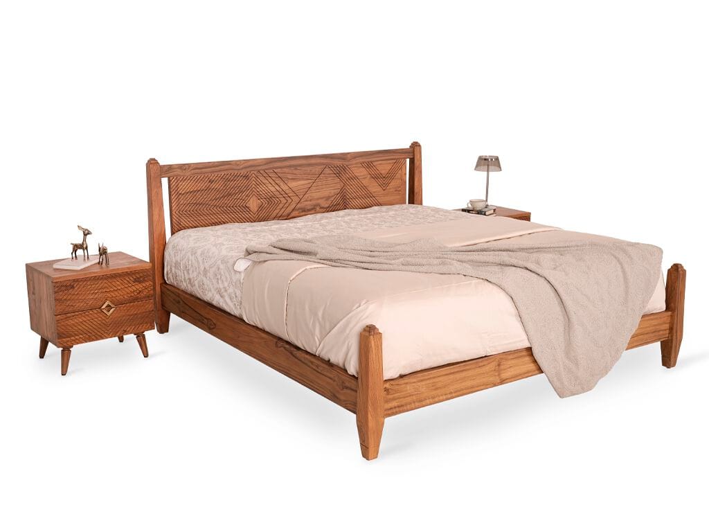 Двуспальная кровать из тикового дерева Alankaram SOLIDE ARCH-00036837
