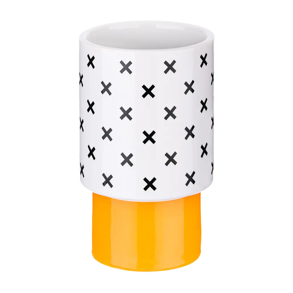 Стакан для зубных щёток Moroshka Memphis керамика цвет белый/жёлтый/чёрный STLM-2127792 - Вид №1