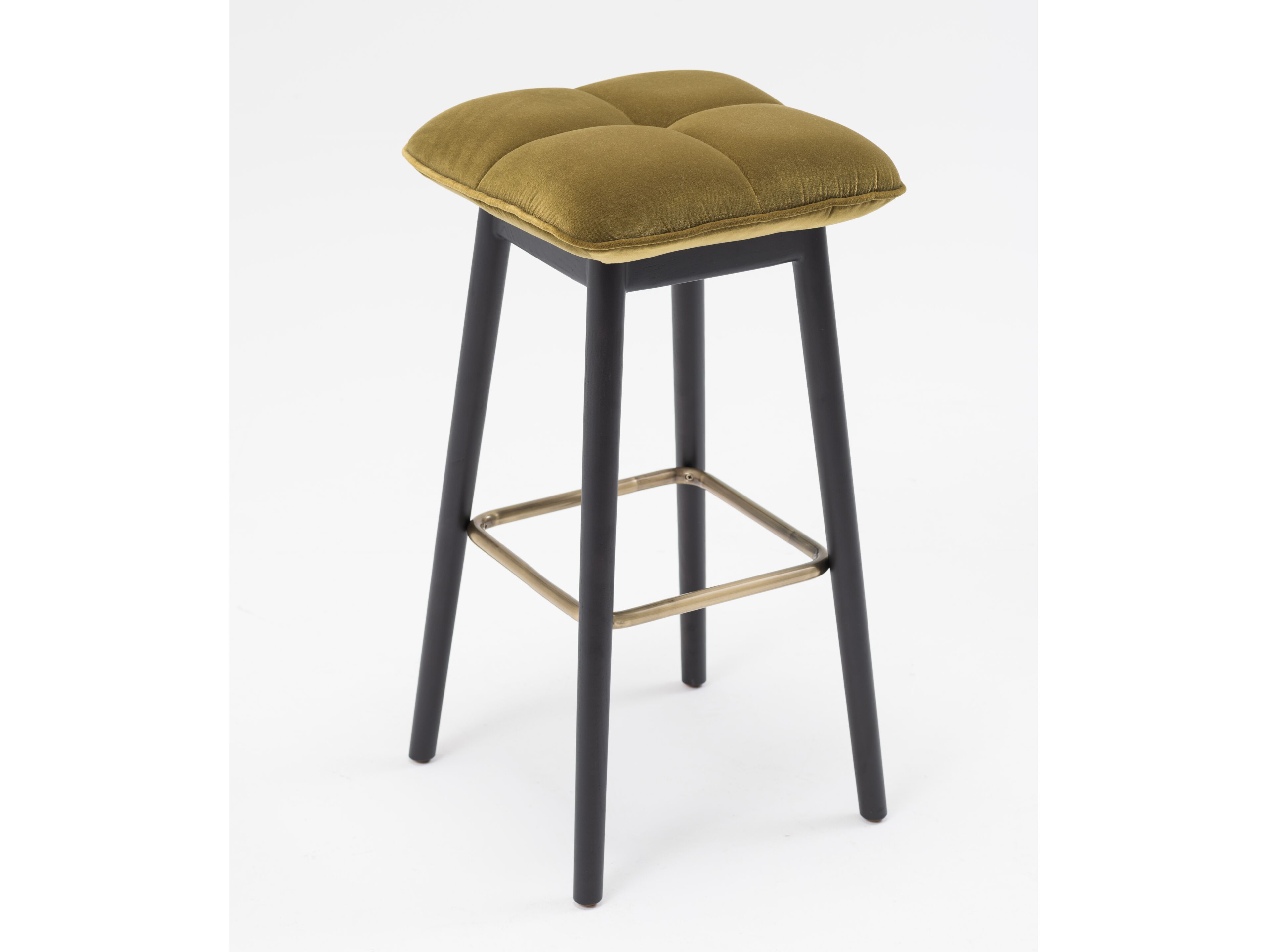 Высокий стул из ткани и ясеня с подставкой для ног Papell Design Squarez ARCH-00129885 - Вид №1