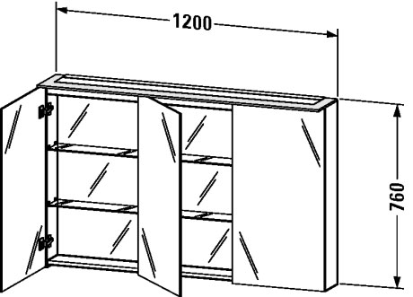 XL759606969 Зеркальный шкафчик X-Large #XL7596 1200 x 138/208 мм Орех брашированный (натуральный шпон) Duravit - Вид №1