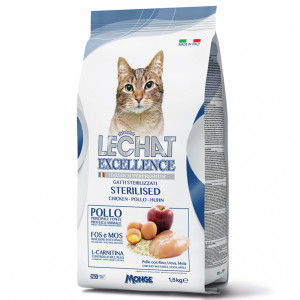 ПР0059853 Корм для кошек EXCELLENCE Sterilised для стерилизованных, курица, рис, яйца, яблоки сух.1,5кг LECHAT