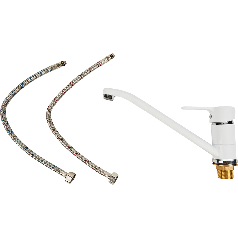 Смеситель для кухни Voda Snow 13.5 см латунь цвет белый SW 05 STLM-2105730 - Вид №3