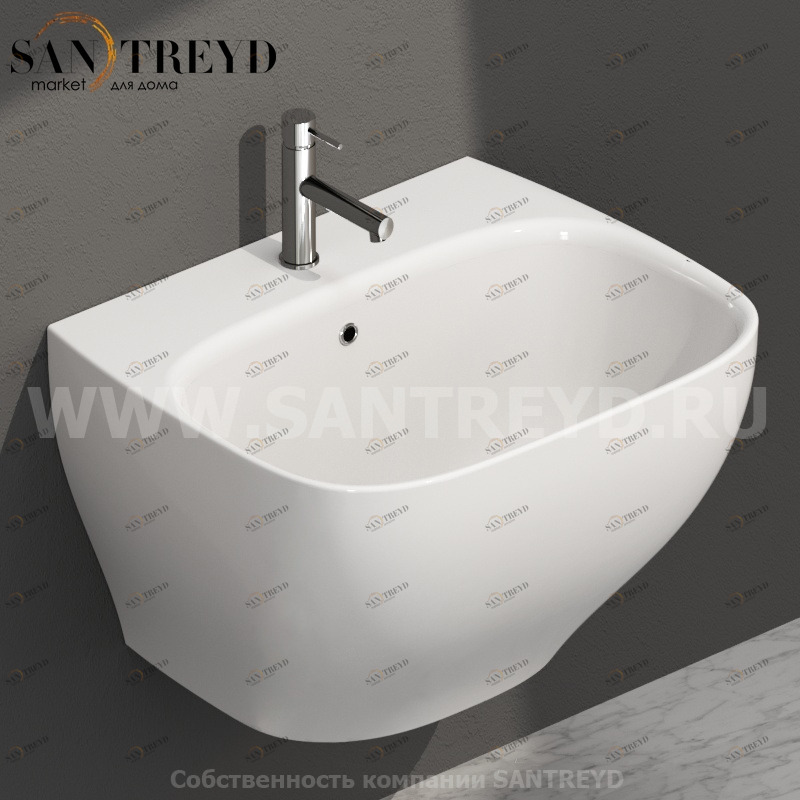 GE061BI Подвесная раковина настенная прямоугольная Ceramica Globo GENESIS белая