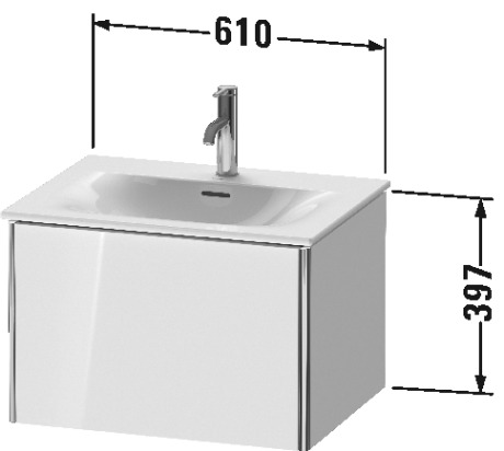 XS422200909 XSquare Тумбочка подвесная Светло-голубой матовый декор Duravit - Вид №1