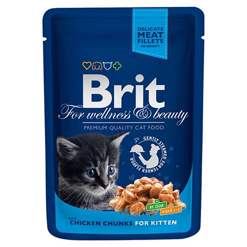 ПР0036735 Корм для котят Premium Cat Курица конс. пауч 100г Brit 