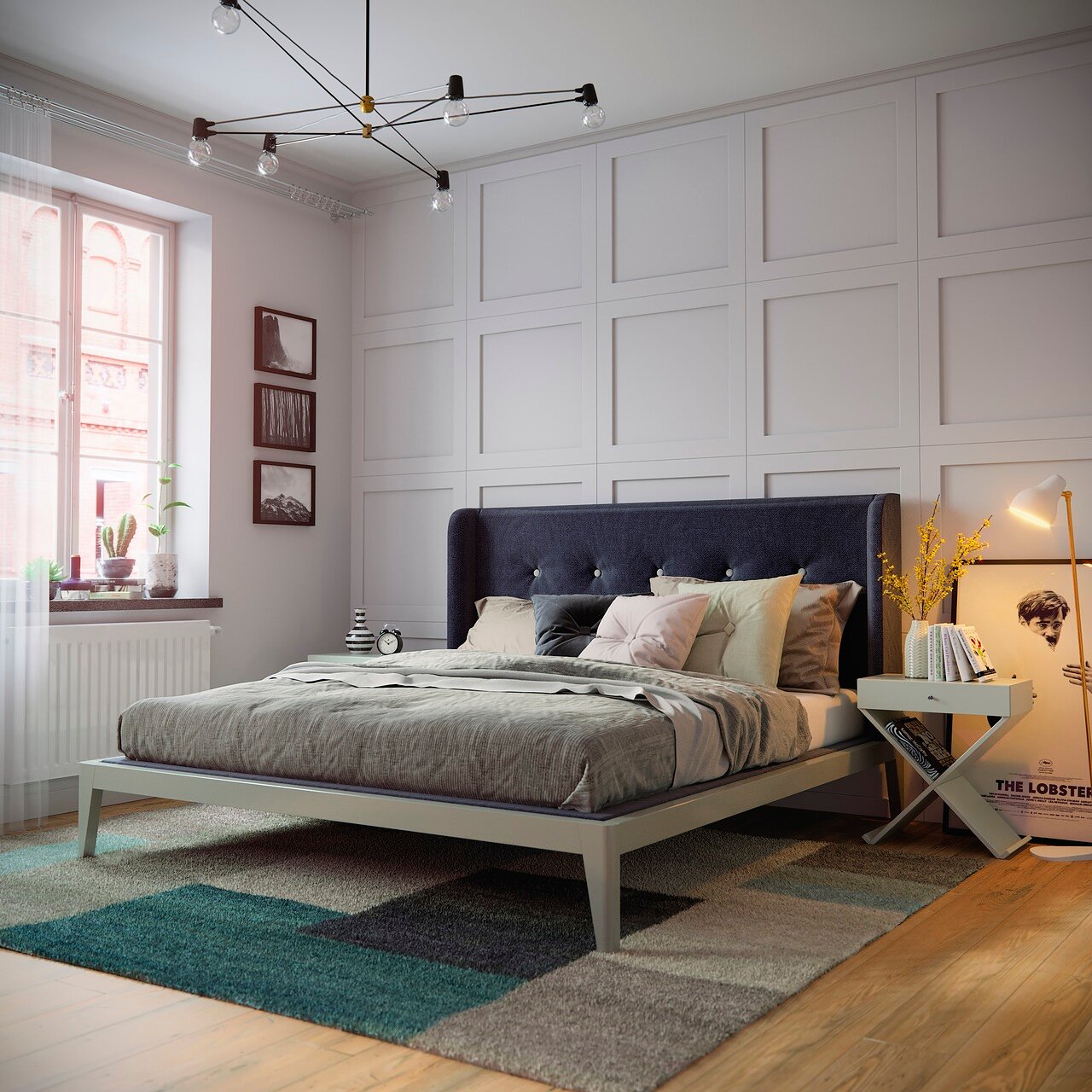 Кровать полутораспальная 140x200 темно-синяя Fly Soft new BRAGIN DESIGN ДИЗАЙНЕРСКИЕ 256416 Белый;синий  - Вид №3