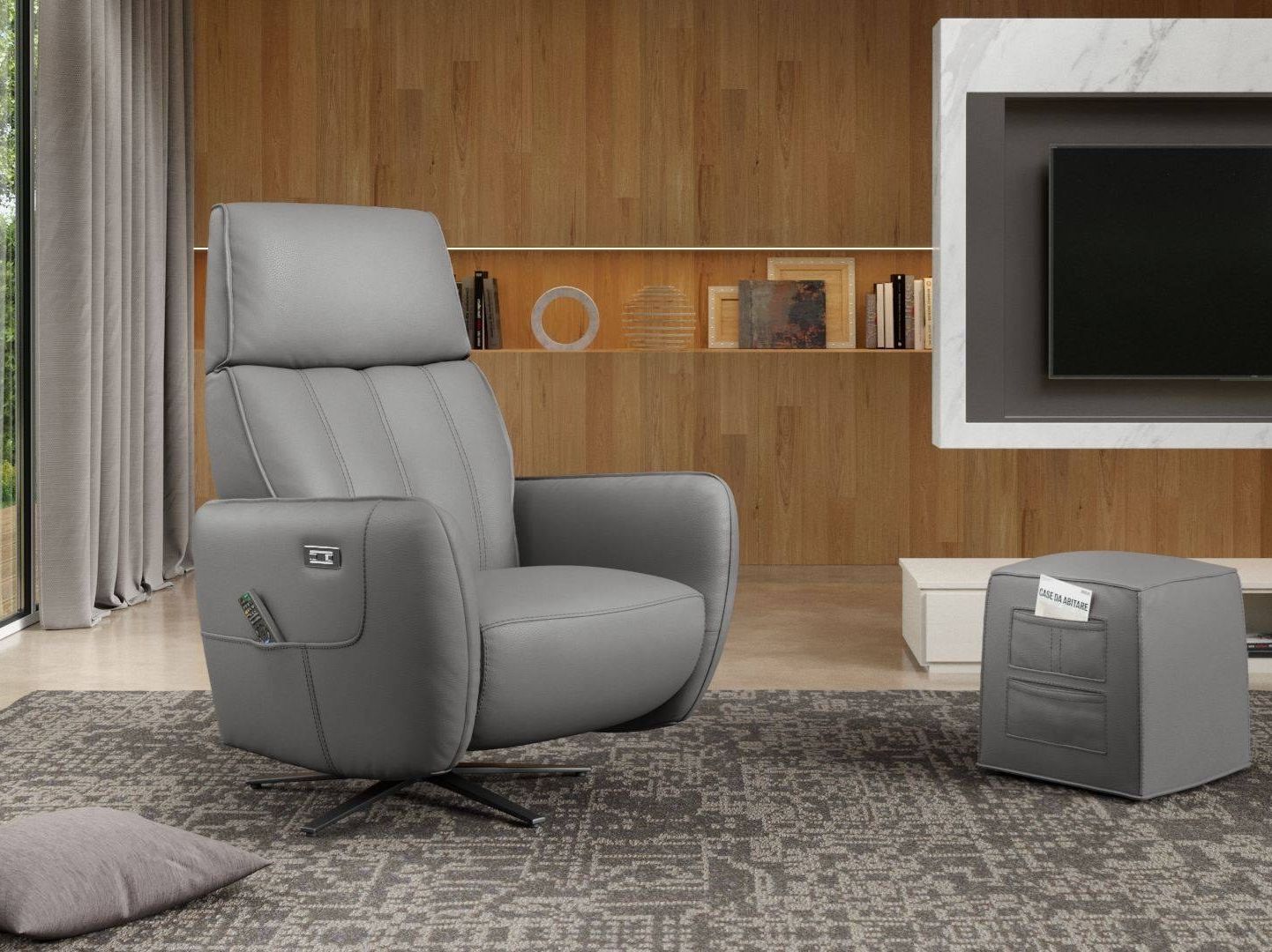 Кожаный квадратный пуф Sofanella Binetto ARCH-00014331 - Вид №1