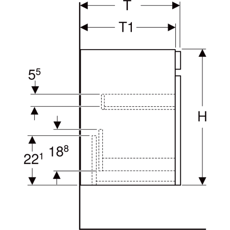 501.905.00.1 Шкафчик для раковины Geberit Renova Plan, с одним выдвижным ящиком и одним внутренним выдвижным ящиком Geberit  - Вид №4