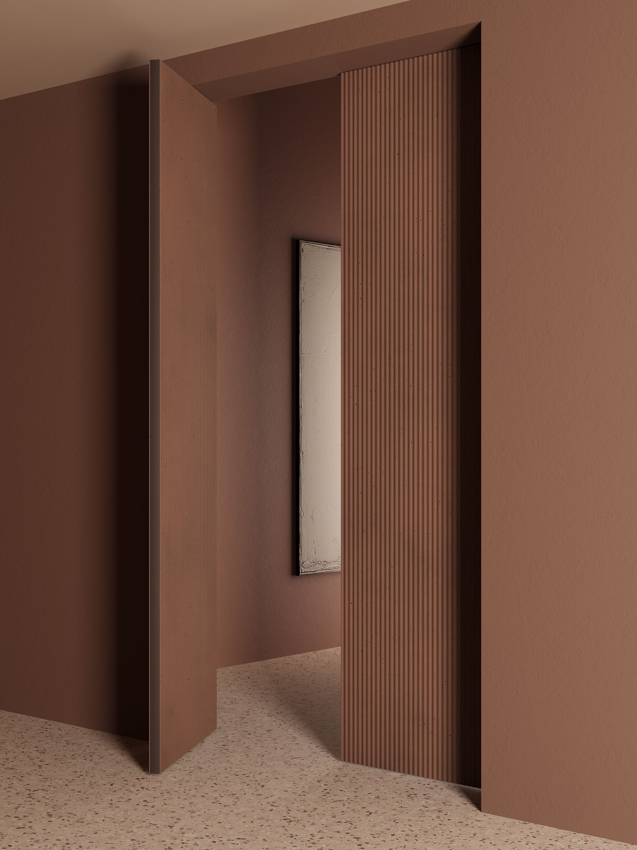 Дверь заподлицо с распашной стеной из Cimento® Scrigno Map Mundi ARCH-00149844 - Вид №3