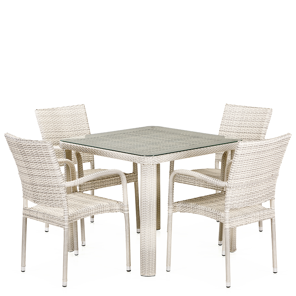 T341A/Y376A-W85-90x90 4Pcs Latte Комплект плетеной мебели Afina 