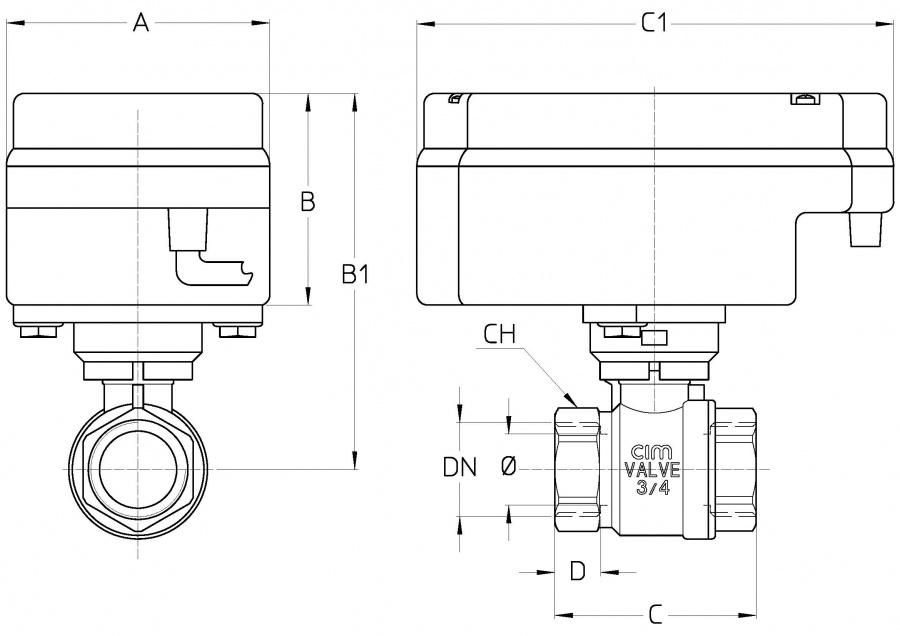 CIMBERIO CIM 602RE 114 Шаровой кран с электроприводом с реле CIM 602RE  - Вид №1