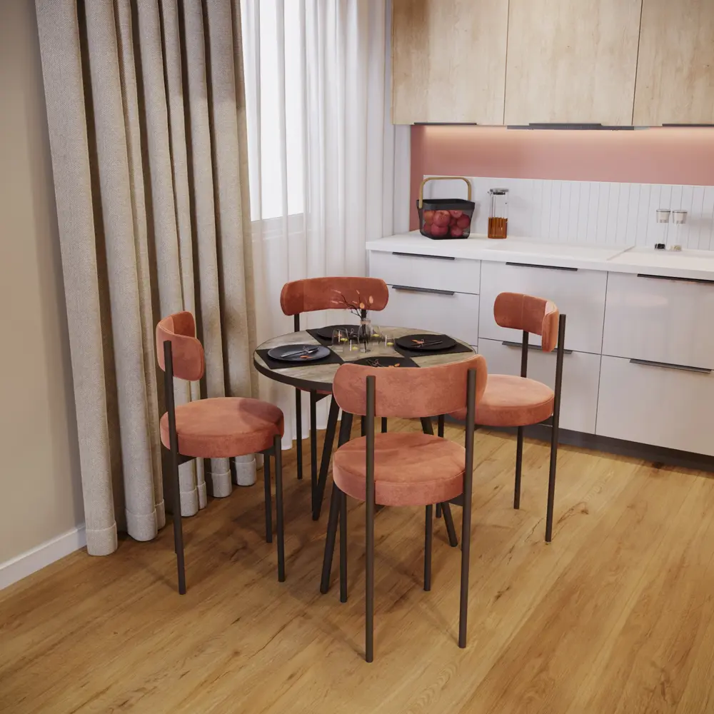 Стол кухонный 75x75 см круглый МДФ цвет коричневый Santreyd Стол круглый STLM-2209375 - Вид №1