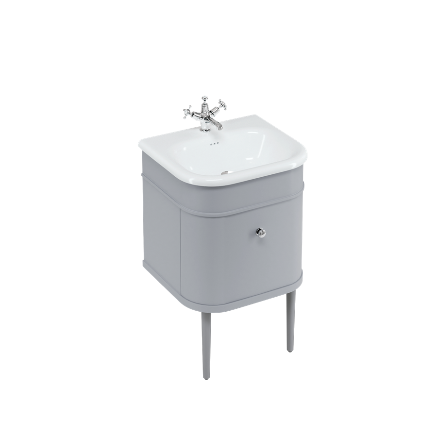 Burlington Chalfont Chalfont 550мм Тумбочка с одним выдвижным ящиком - Классический серый с хромированными ножками CH55G-CHLEGCHR 