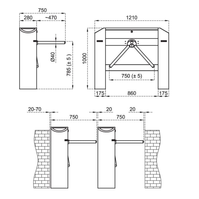 Турникет из нержавеющей стали CAME 702 RN1 ARCH-00031675 - Вид №2