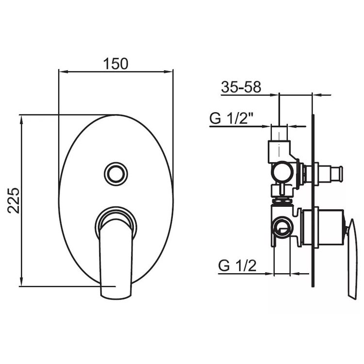 AI860101015 Смеситель ванны с душем Webert Aria - Вид №1