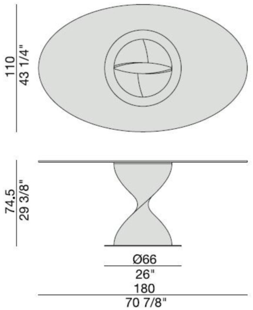 Porada Овальный стол из технополимера со стеклянной столешницей Iron sun-id-1439324 - Вид №1