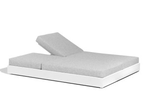 Тканевая двуспальная кровать с откидывающейся спинкой