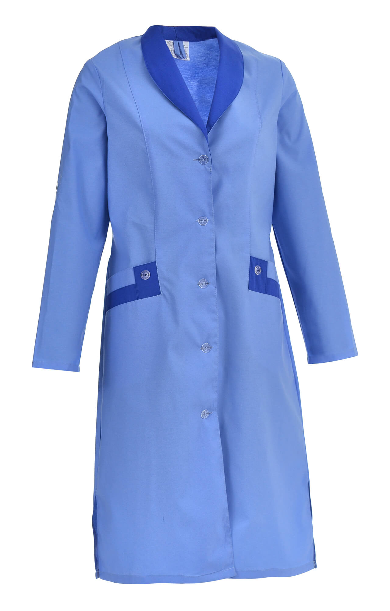 61740 Халат "Радуга" длинный рукав голубой  Одежда для обслуживающего персонала  размер 64 Спецодежда  - Вид №2