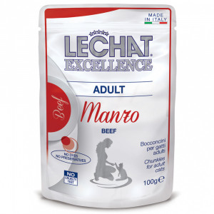 ПР0059859 Корм для кошек EXCELLENCE говядина в соусе пауч 100г LECHAT