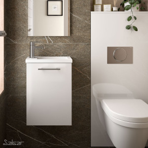 22520 SALGAR Мебель для умывальника MICRO 400 WHITE GLOSS LACQUERED + Раковина Глянцевый белый