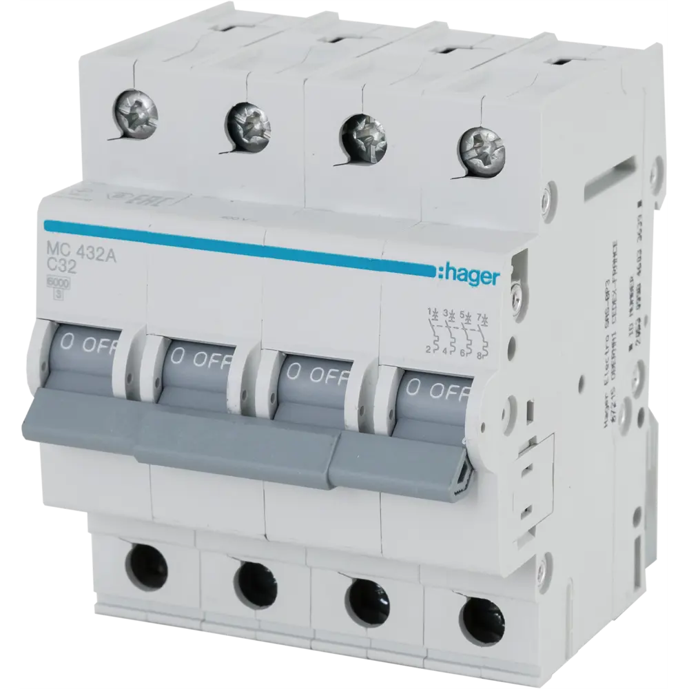 Автоматический выключатель Hager MC432A 3P N C32 А 6 кА STLM-2157284
