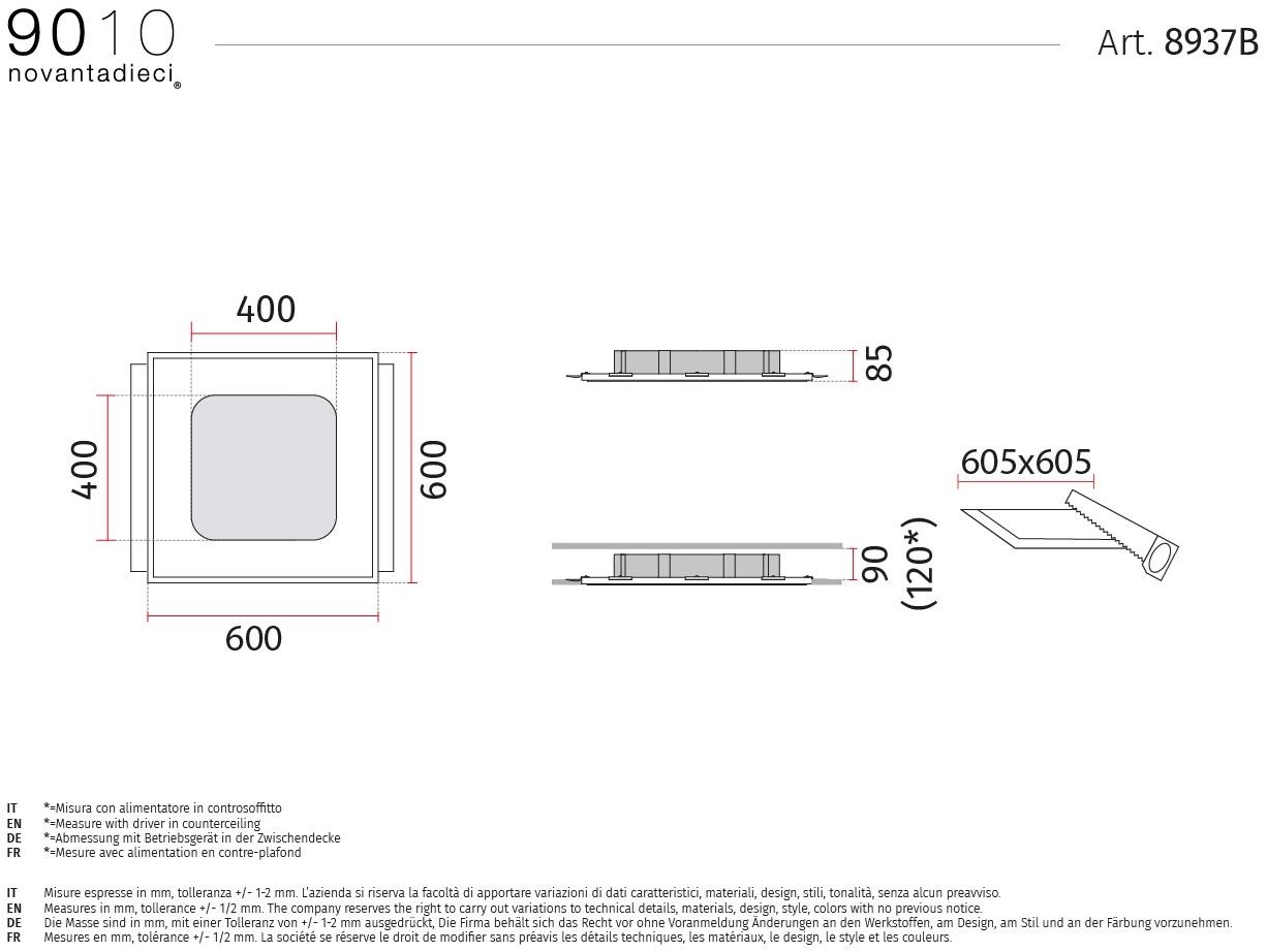 9010 novantadieci Встраиваемый потолочный светильник led из cristaly®  8937b  - Вид №2