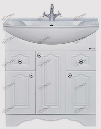 Тумба Валерия-75 с 2 ящ. белая фактур. с раков.меб. Стиль-750 MISTY 2312176