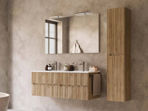 Деревянный подвесной умывальник со встроенным умывальником