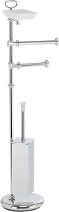 PR21D(16) Stil Haus Prisma, cтойка: дозатор + полотенцедерж.+ бумагодер. + ёрш метал., цвет золото - белая кер