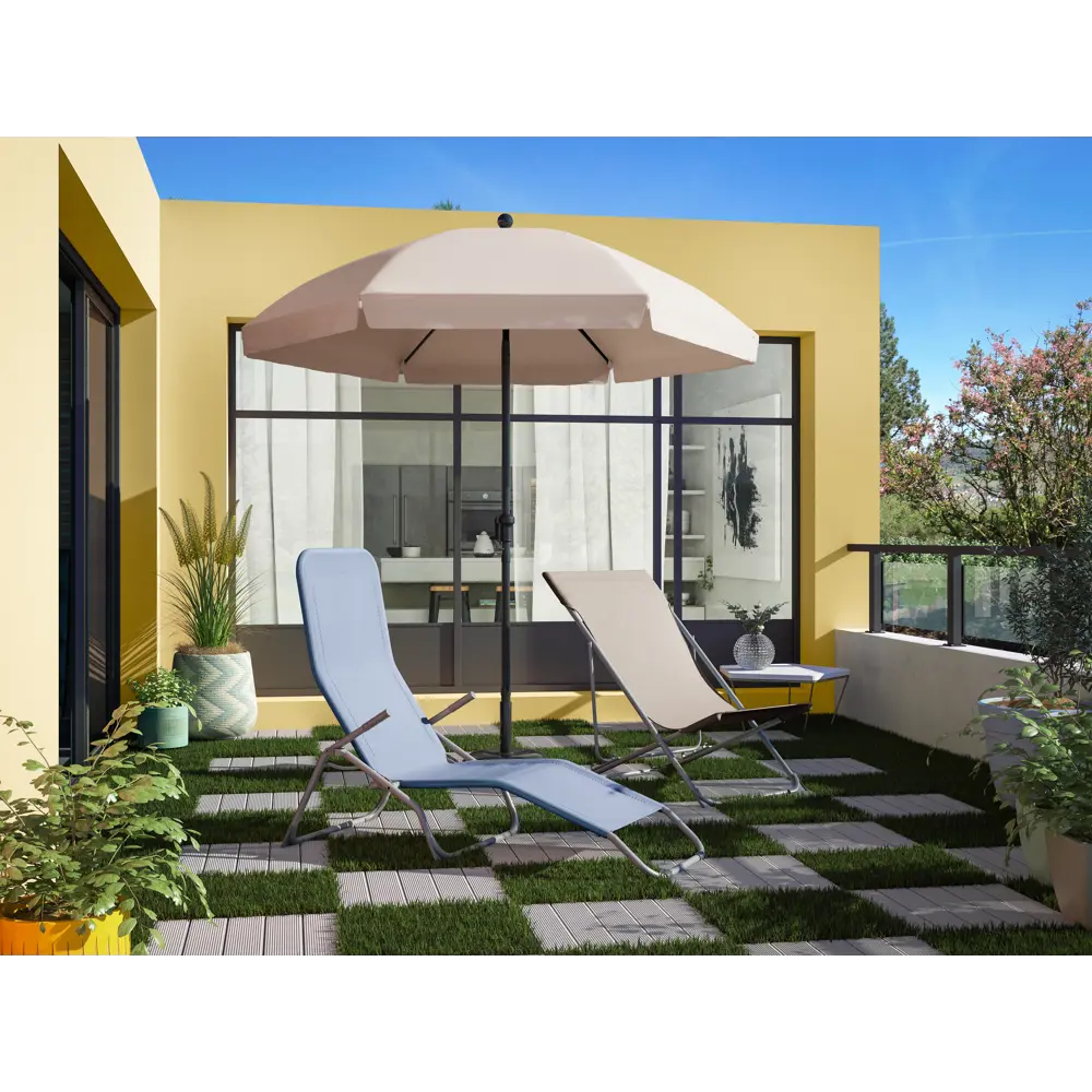 Кресло пляжное Biganos 55.5x90x86 см сталь/текстилен бежевый Santreyd STLM-2129836 - Вид №9