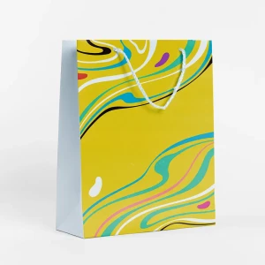 Пакет подарочный Желтые узоры 25.5x36 см цвет желтый