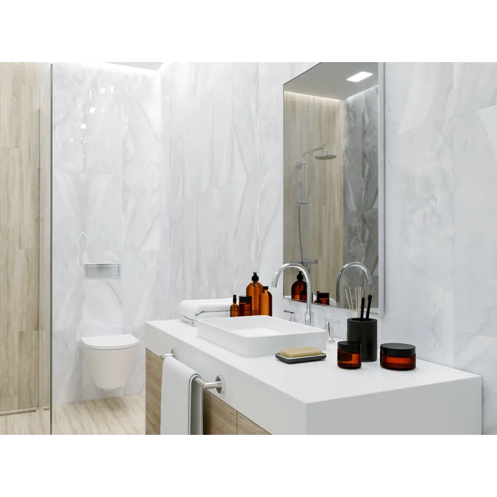 Плитка настенная Lazurro 30х60 см 1.44 м² цвет светло-серый 82637812 STLM-2169844 Golden Tile  - Вид №3
