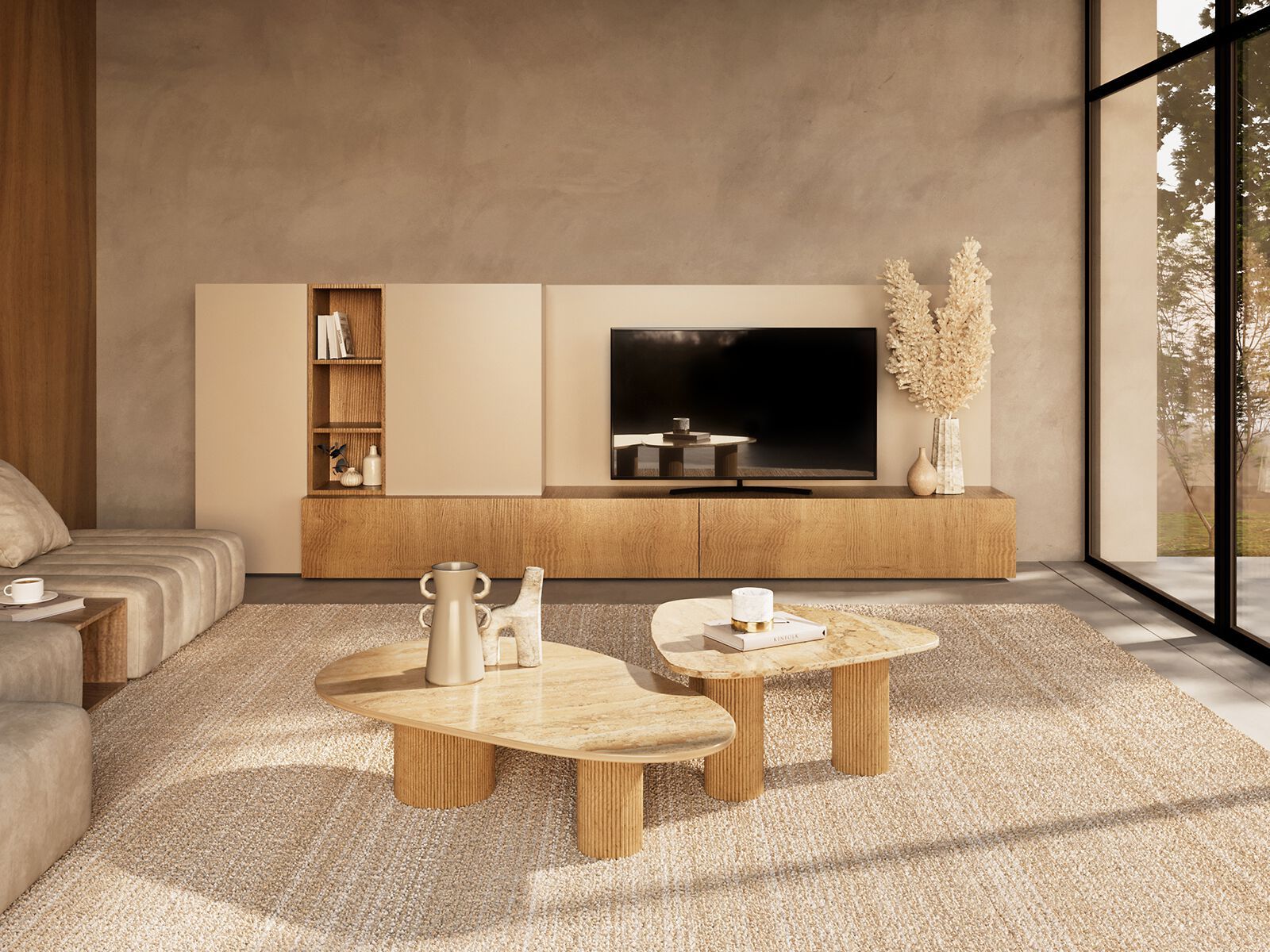 Журнальный столик из дерева и мрамора ANA ROQUE INTERIORS ARCH-00136417 - Вид №2