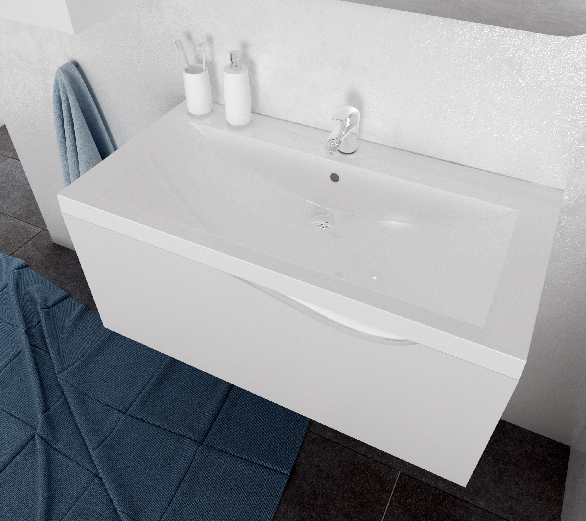 У57583 Тумба Этюд 75П 1в.я. Белый глянец 1 Marka Этюд  - Вид №1