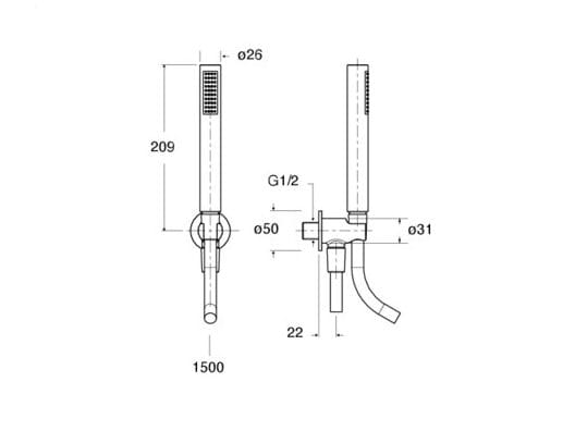 Держатель для душа CRISTINA Rubinetterie Prime ARCH-00048066 - Вид №2