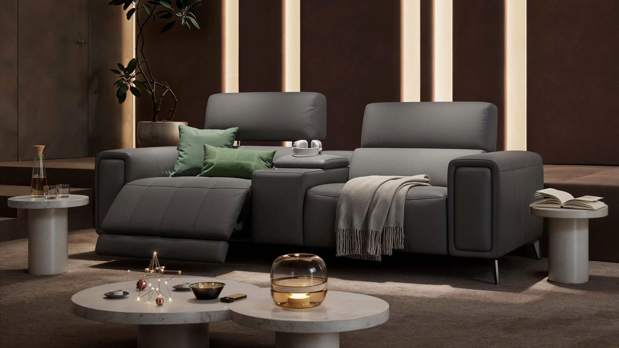 2 местный домашний кинотеатр кожаный диван Sofanella Linera Kino ARCH-00124340 - Вид №5