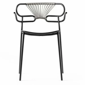 TrabA' Металлический стул с подлокотниками с открытой спинкой Genoa 0048/49-met-cross-pu